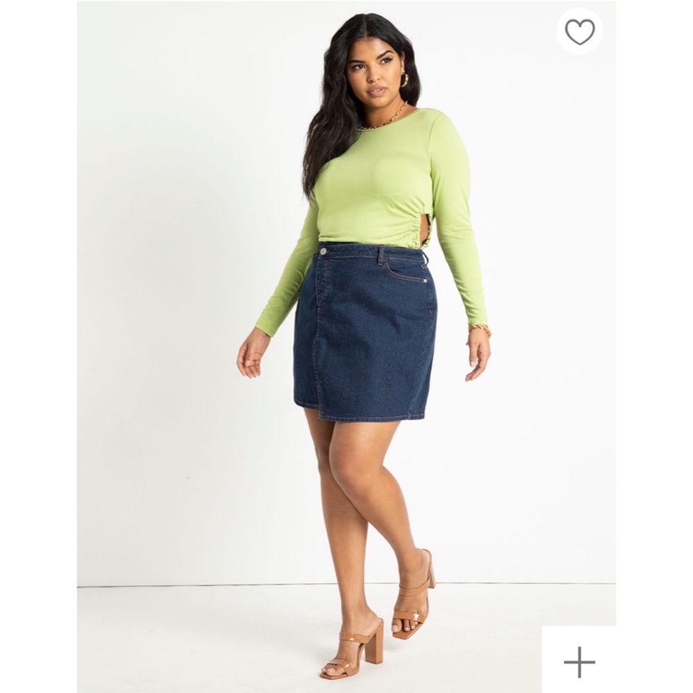 NWT ELOQUII Long Sleeve Top With Ruched Cutouts - Herbal Garden - Picture 4 of 10